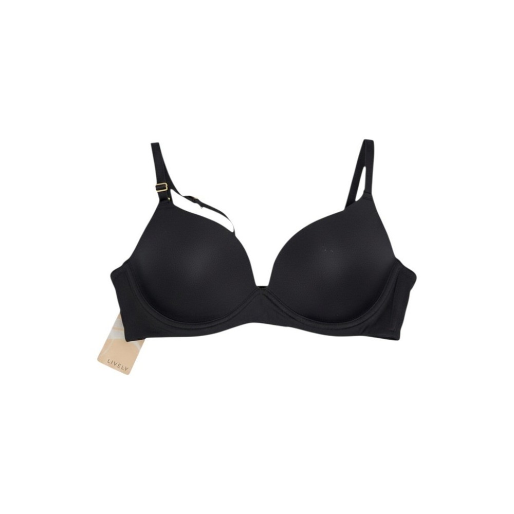 NWT Lively T-Shirt Bra Jet Black Adjustable Gold Hardware 42579 - 38C